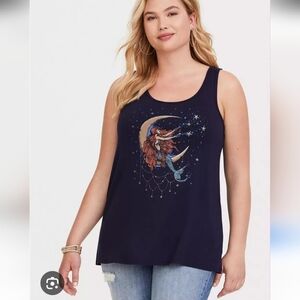 Torrid 4X Mermaid Sleeveless Tank Top Celestial Goth Fairy Retro Moon